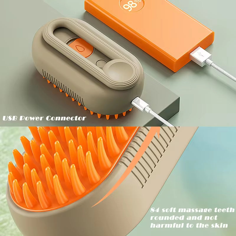 Ultimate 3-in-1 Electric Pet Grooming Brush with Steam Spray & Massage - Effortless Hair Removal for Dogs and Cats