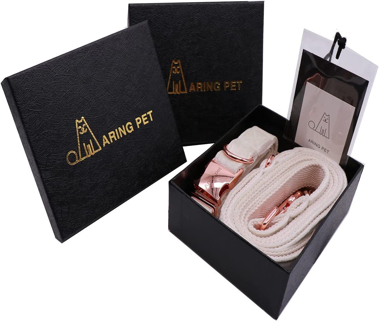 Dog and Cat Collar and Leash Set | Soft White Velvet and Adjustable 