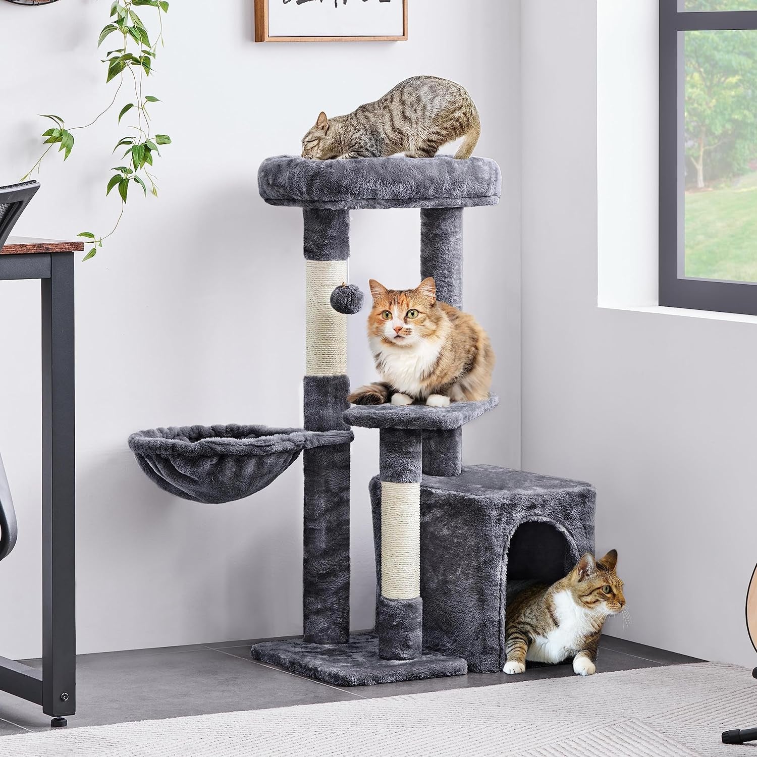 Multi Level Cat Tower with Extra Scratch Boards and Sisal Posts