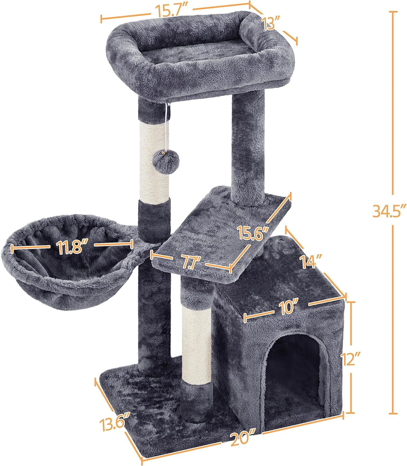 Multi Level Cat Tower with Extra Scratch Boards and Sisal Posts