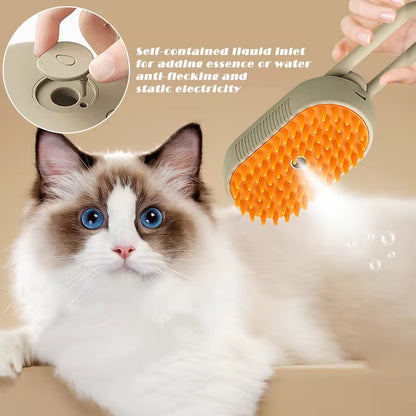 Ultimate 3-in-1 Electric Pet Grooming Brush with Steam Spray & Massage - Effortless Hair Removal for Dogs and Cats