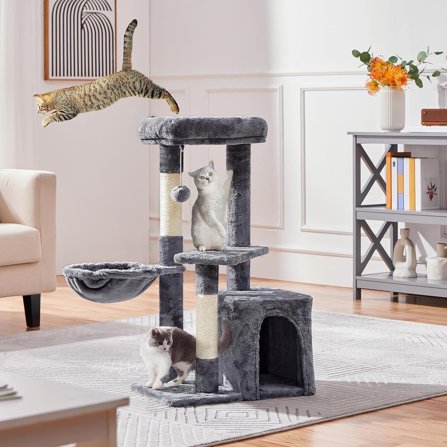 Multi Level Cat Tower with Extra Scratch Boards and Sisal Posts