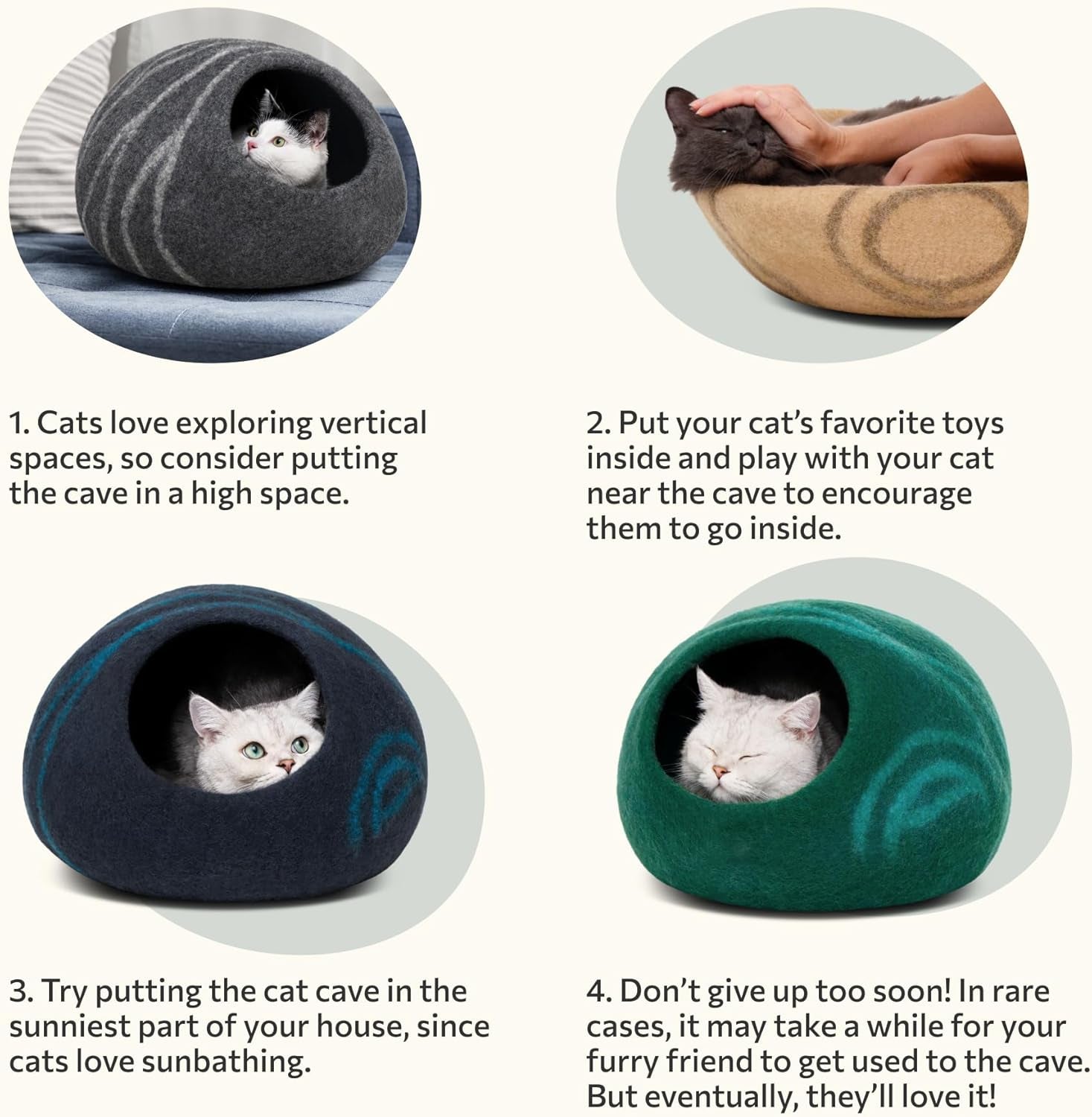 Cave Cat Bed - Handmade and 100% Merino Wool