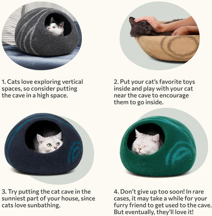 Cave Cat Bed - Handmade and 100% Merino Wool