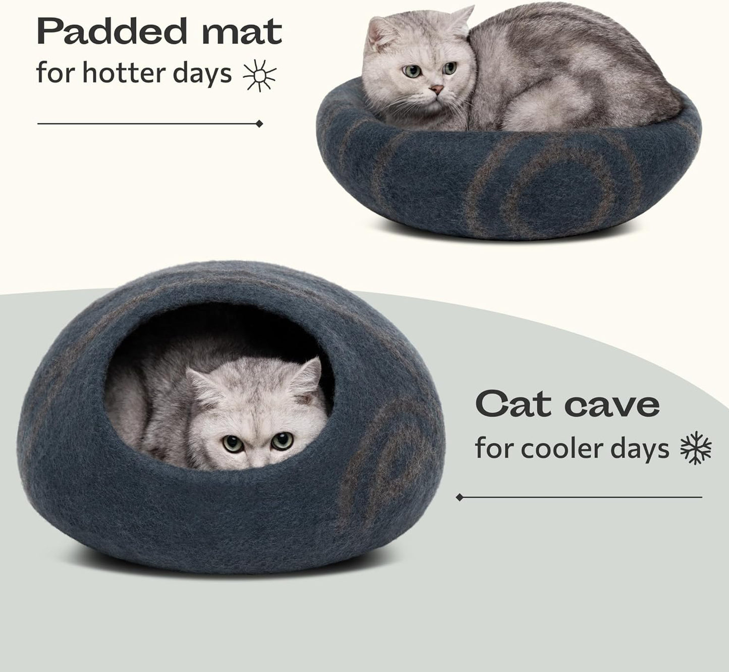 Cave Cat Bed - Handmade and 100% Merino Wool