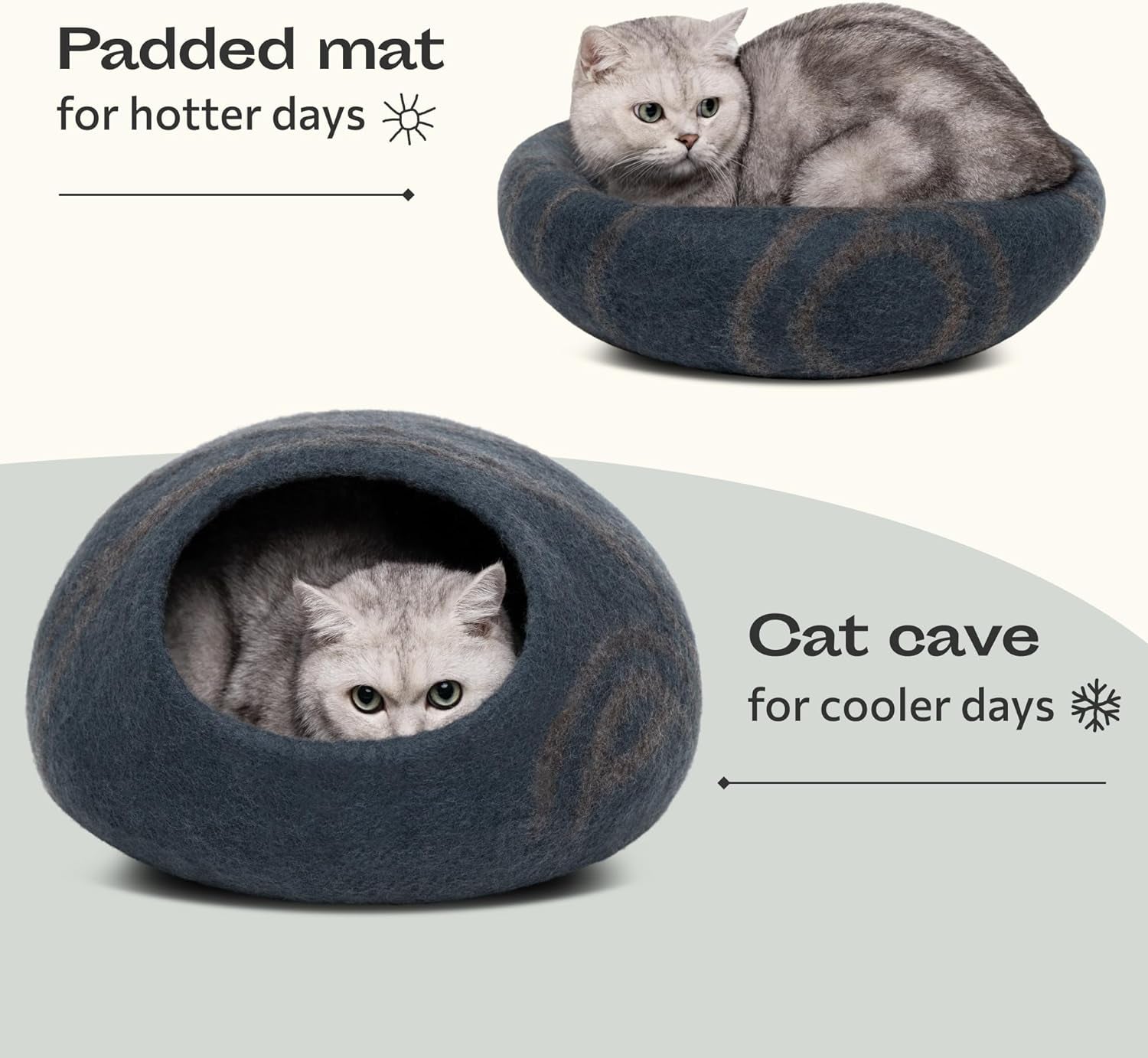 Cave Cat Bed - Handmade and 100% Merino Wool