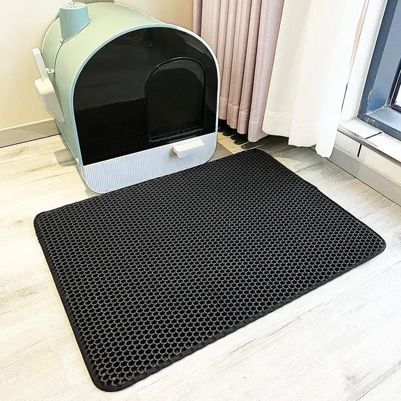 Waterproof Double Layer Cat Litter Mat - Nonslip Washable Pet Toilet Mat for Easy Cleaning