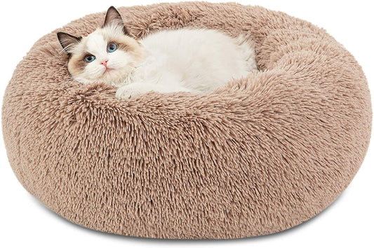 Small and Washable Cat Bed 20 Inches - Round and Fluffy for small pets