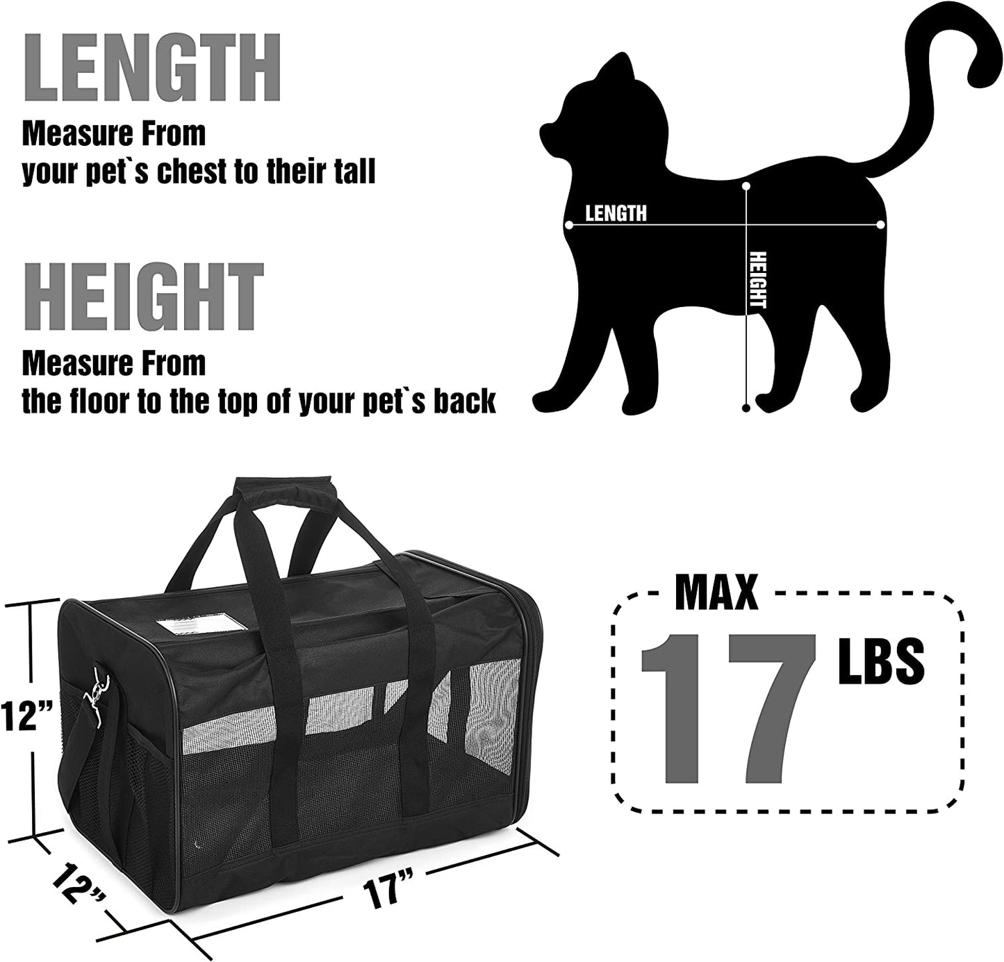 Soft-Sided Pet Travel Carrier - Airline Approved, Collapsible & Durable Bag for Cats and Small Dogs