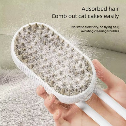 Ultimate 3-in-1 Electric Pet Grooming Brush with Steam Spray & Massage - Effortless Hair Removal for Dogs and Cats